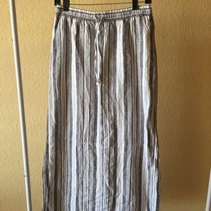 Stripped Linen Maxi Skirt